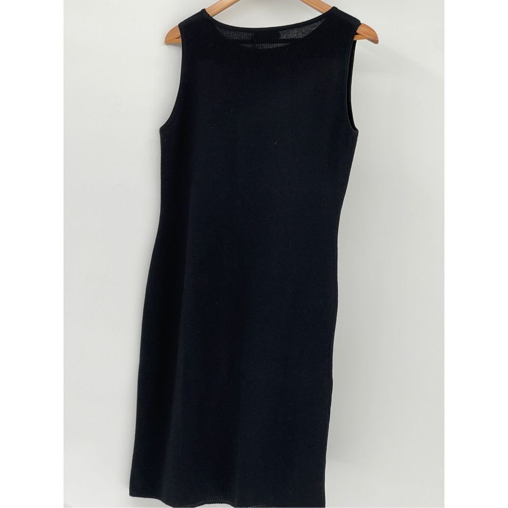 Vintage Adrianna Pappel Sweater Dress Women Medium Black Sleeveless Shift Wool